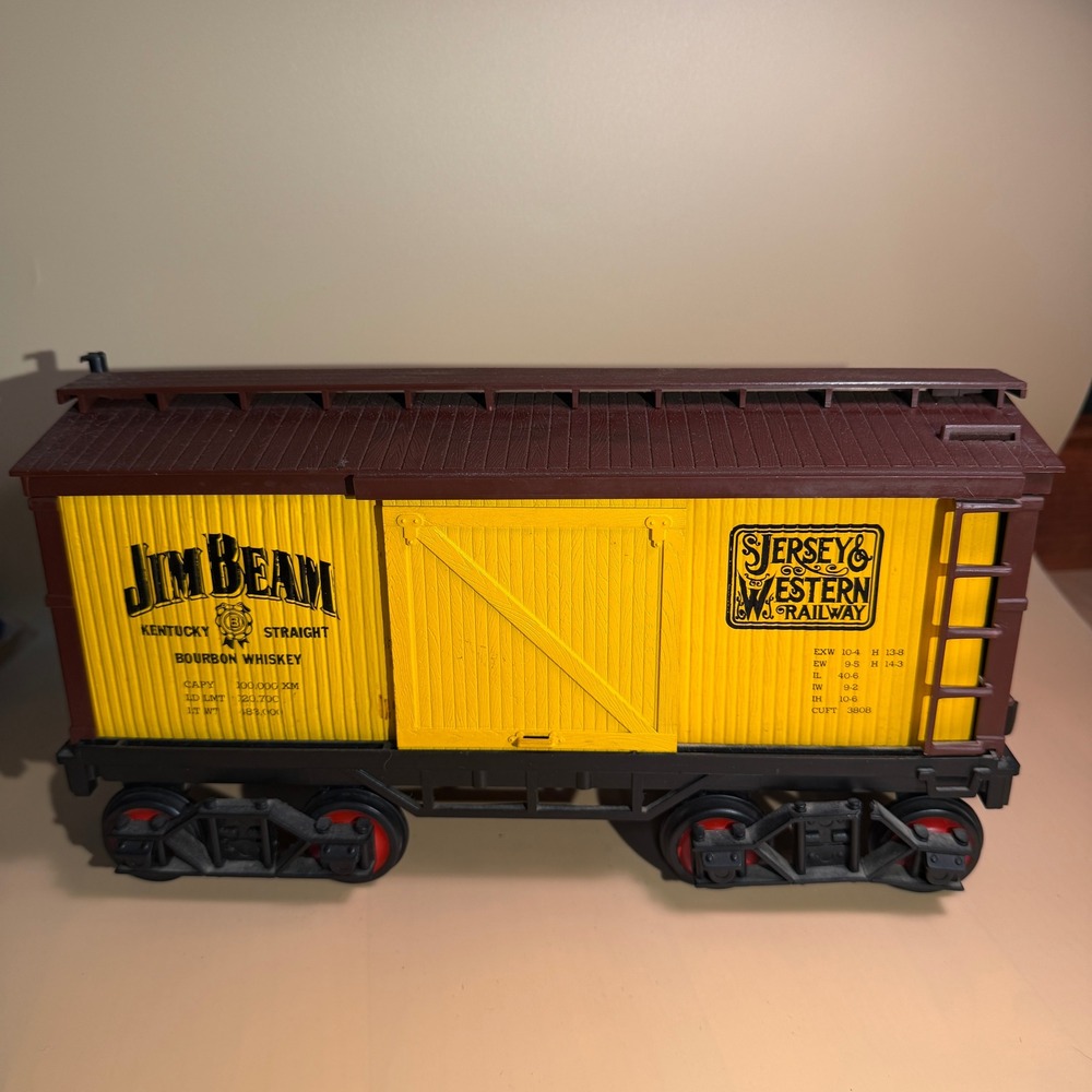Jim Beam Jersey & Western Railway Yellow Boxcar Train Whiskey Decanter Vintage